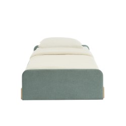 Lit enfant NUI tissu vert 90x190 sommier inclus