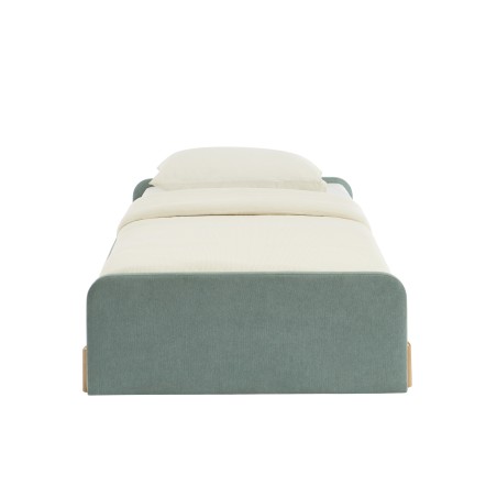 Lit enfant NUI tissu vert 90x190 sommier inclus