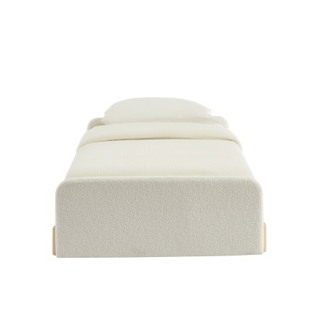 Lit enfant NUI tissu bouclette beige  90x190 sommier inclus
