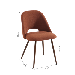 Lot de 2 chaises ELISABETH tissu terracotta pieds effet chêne