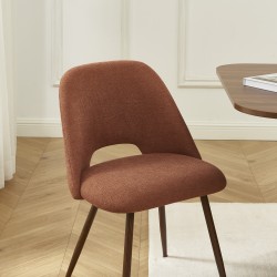Lot de 2 chaises ELISABETH tissu terracotta pieds effet chêne