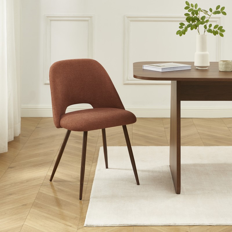 Lot de 2 chaises ELISABETH tissu terracotta pieds effet chêne