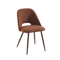Lot de 2 chaises ELISABETH tissu terracotta pieds effet chêne