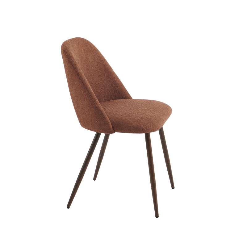 Lot de 2 chaises ELISABETH tissu terracotta pieds effet chêne