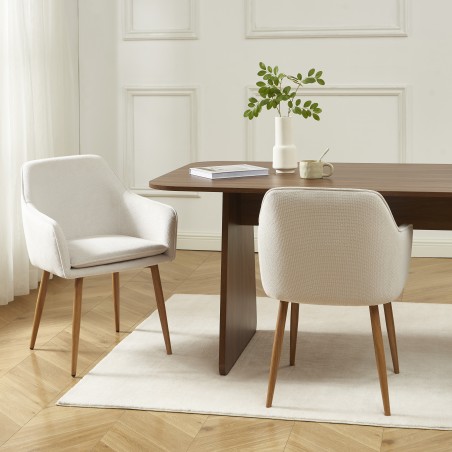 Lot de 2 fauteuils KALLI tissu blanc écru