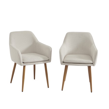 Lot de 2 fauteuils KALLI tissu blanc écru