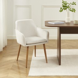 Lot de 2 fauteuils KALLI  tissu écru pieds métal finition bois