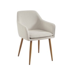 Lot de 2 fauteuils KALLI  tissu écru pieds métal finition bois