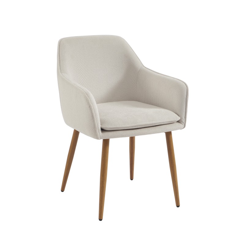 Lot de 2 fauteuils KALLI  tissu écru pieds métal finition bois