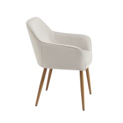 Lot de 2 fauteuils KALLI  tissu écru pieds métal finition bois