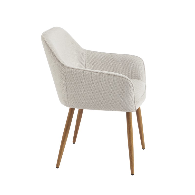 Lot de 2 fauteuils KALLI  tissu écru pieds métal finition bois