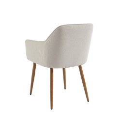 Lot de 2 fauteuils KALLI  tissu écru pieds métal finition bois