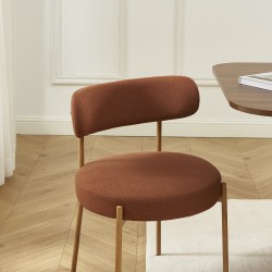 Lot de 2 chaises NOA tissu terracotta pieds métal finition bois