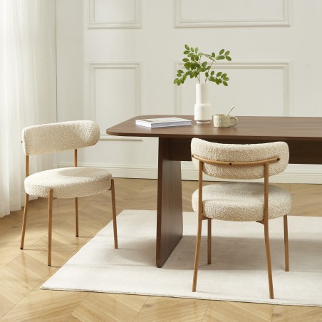 Lot de 2 chaises NOA tissu bouclette beige