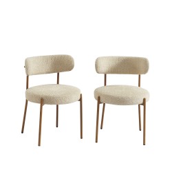 Lot de 2 chaises NOA tissu bouclette beige