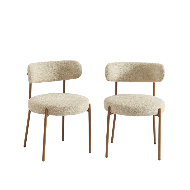 Lot de 2 chaises NOA tissu bouclette beige