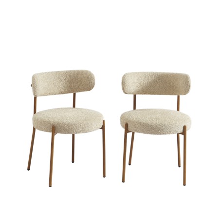 Lot de 2 chaises NOA tissu bouclette beige