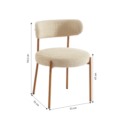 Lot de 2 chaises NOA tissu bouclette beige