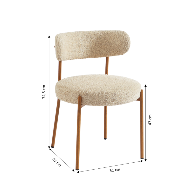 Lot de 2 chaises NOA tissu bouclette beige