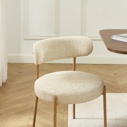Lot de 2 chaises NOA tissu bouclette beige