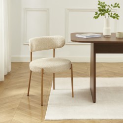 Lot de 2 chaises NOA tissu bouclette beige