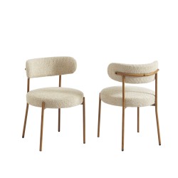 Lot de 2 chaises NOA tissu bouclette beige