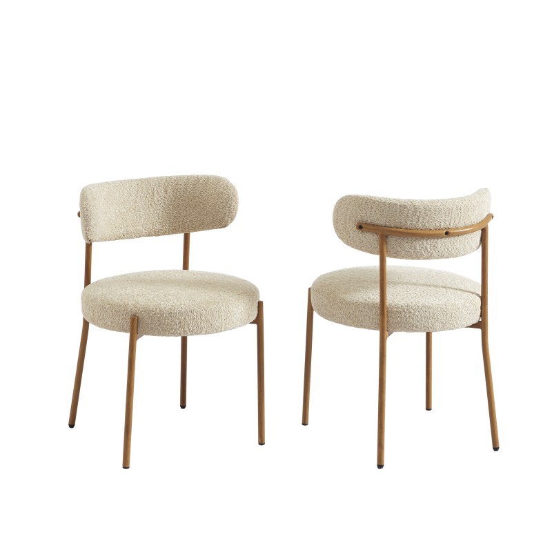 Lot de 2 chaises NOA tissu bouclette beige