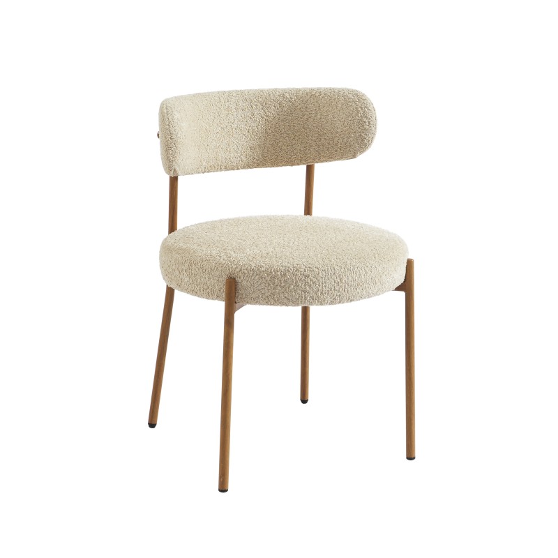 Lot de 2 chaises NOA tissu bouclette beige