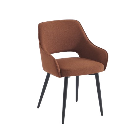 Lot de 2 fauteuils dining UNNI tissu terracotta