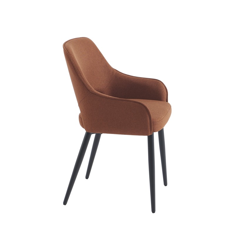 Lot de 2 fauteuils UNNI tissu terracotta pieds métal noir