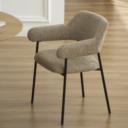 Lot de 2 fauteuils repas IVAN tissu marron glacé pieds métal noir