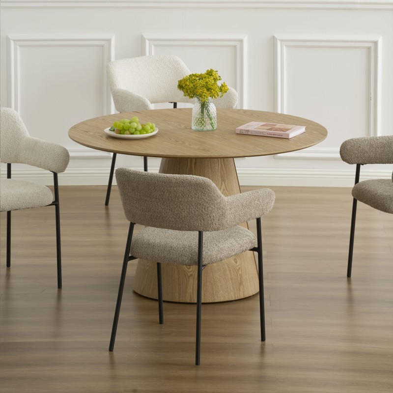 Lot de 2 fauteuils repas IVAN tissu marron glacé pieds métal noir