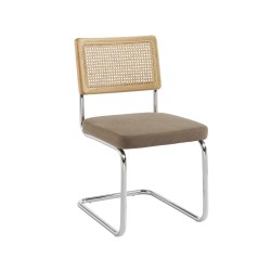 Lot de 2 chaises ELLA cannage et velours côtelé grèg pieds métal chromé