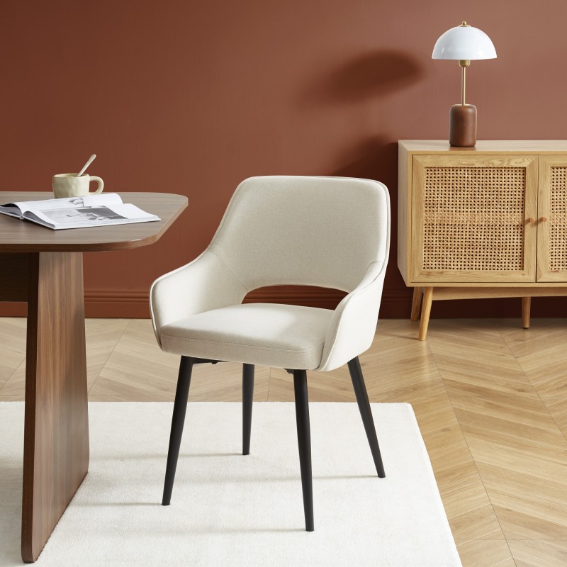 Lot de 2 fauteuils dining UNNI tissu beige