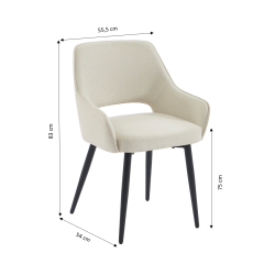 Lot de 2 fauteuils dining UNNI tissu beige