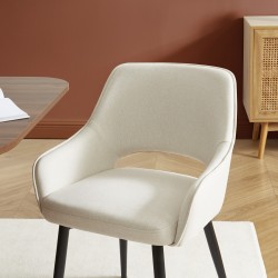 Lot de 2 fauteuils dining UNNI tissu beige