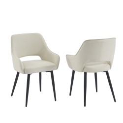 Lot de 2 fauteuils dining UNNI tissu beige
