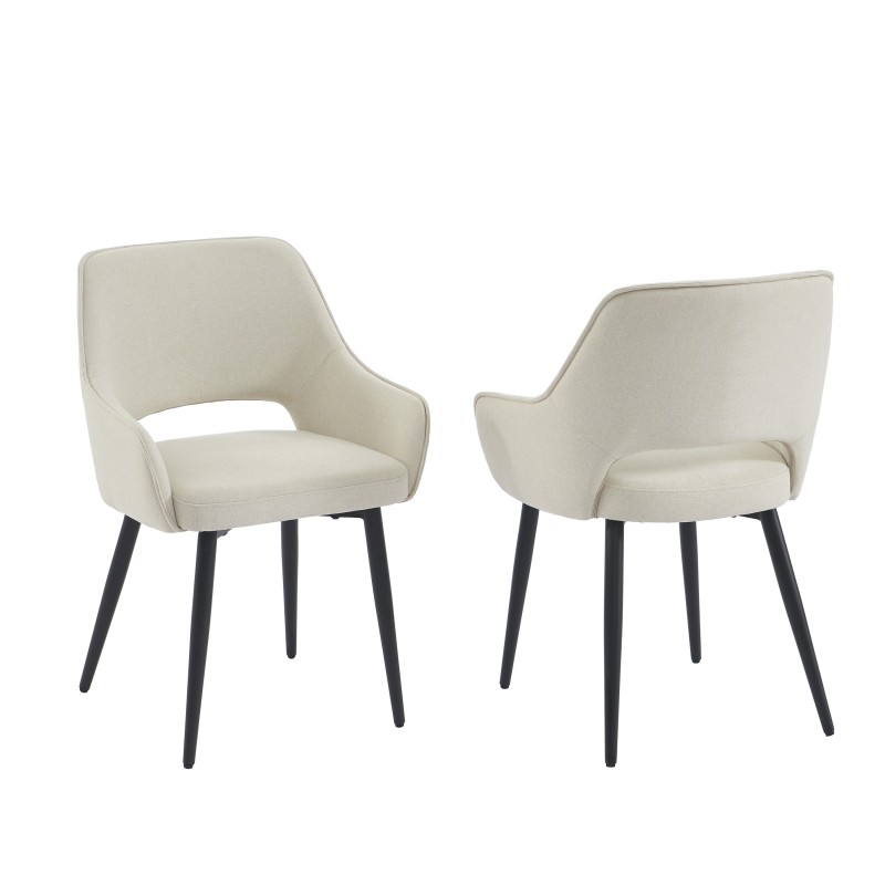 Lot de 2 fauteuils dining UNNI tissu beige