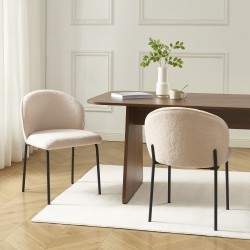 Lot de 2 chaises ZANA tissu bouclette taupe