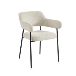 Lot de 2 fauteuils repas IVAN tissu beige pieds métal noir
