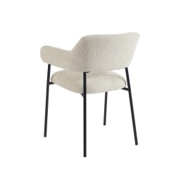 Lot de 2 fauteuils repas IVAN tissu beige pieds métal noir
