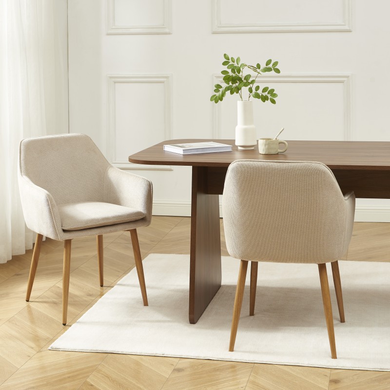 Lot de 2 fauteuils KALLI tissu taupe clair