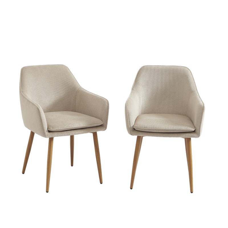 Lot de 2 fauteuils KALLI tissu taupe clair