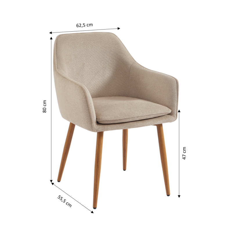 Lot de 2 fauteuils KALLI tissu taupe clair
