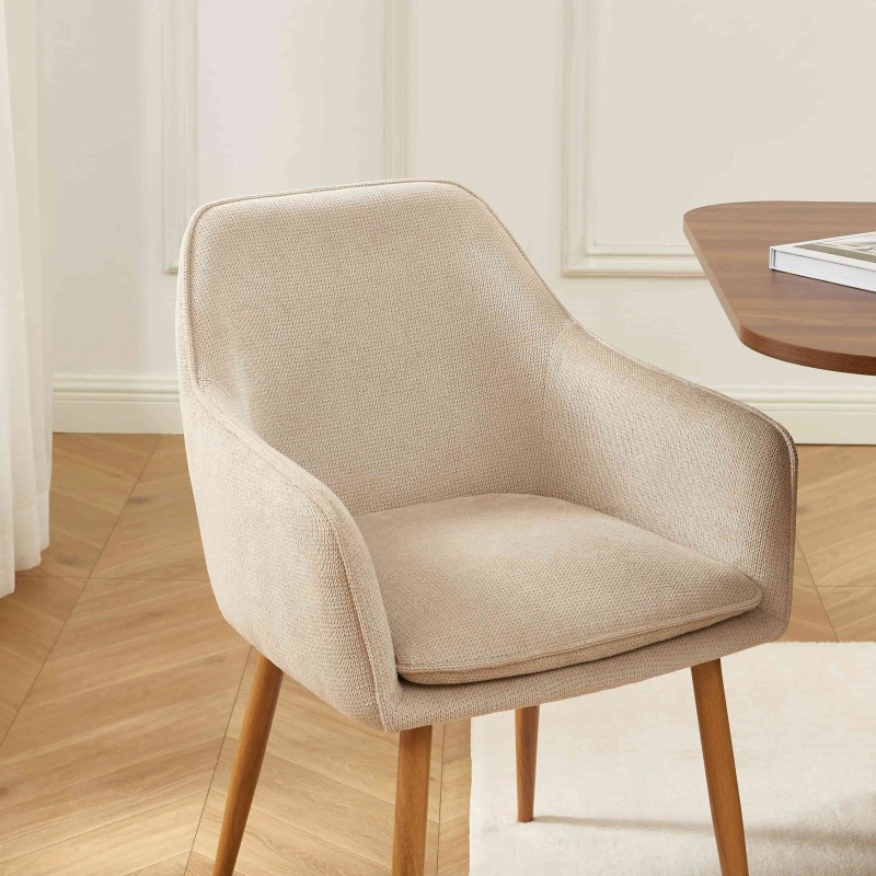 Lot de 2 fauteuils KALLI tissu taupe clair