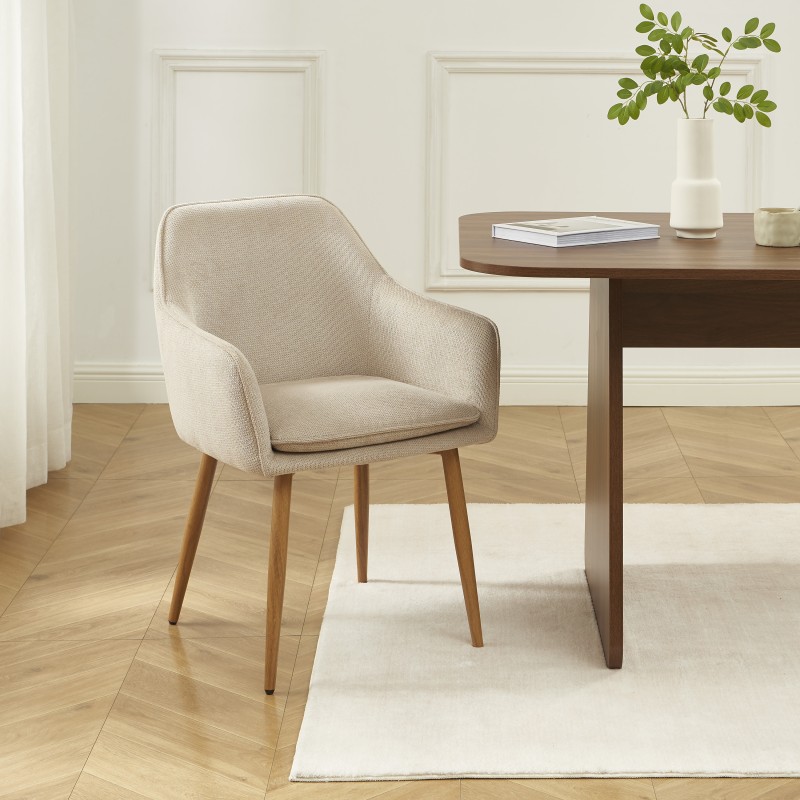 Lot de 2 fauteuils KALLI tissu taupe clair