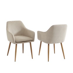 Lot de 2 fauteuils KALLI tissu taupe clair
