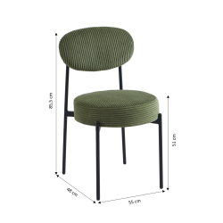 Lot de 2 chaises TEINA velours cotele vert