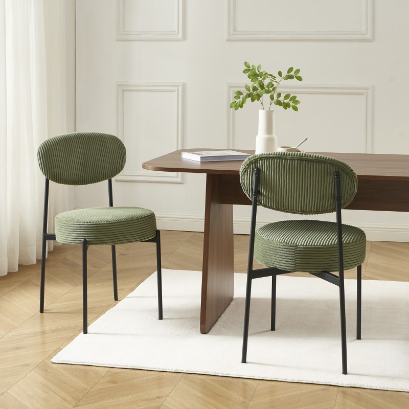 Lot de 2 chaises TEINA velours cotele vert