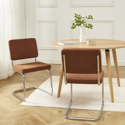 Lot de 2 chaises JACK velours côtelé terracotta pieds métal chromé